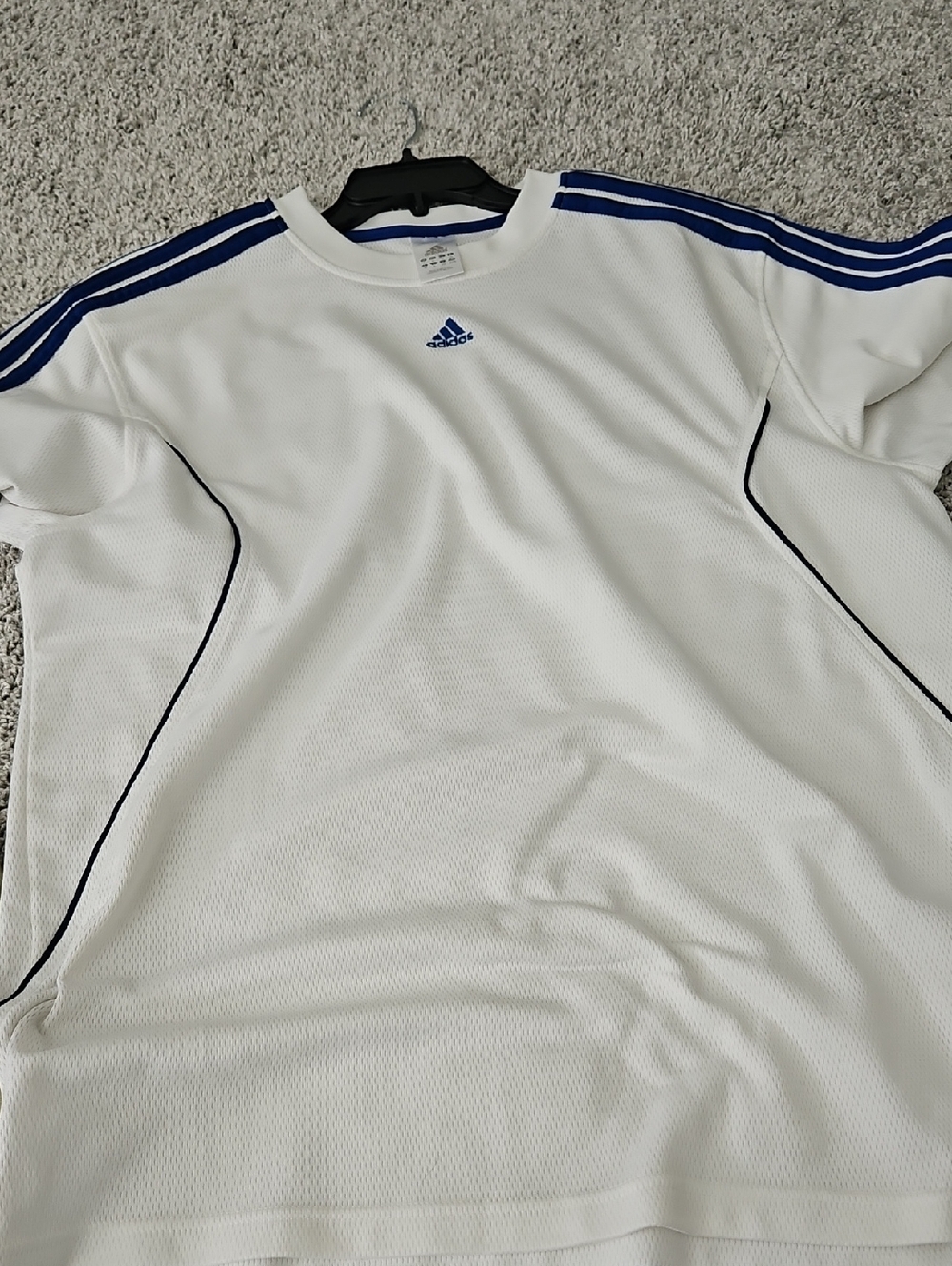 Adidas Men’s White Athletic Tee with Blue Accents